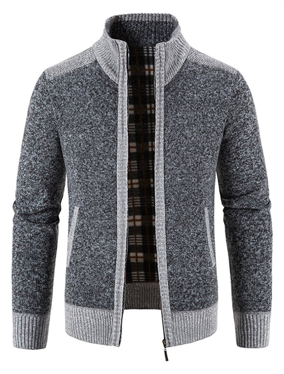 Elegante und warme Strickfleece-Jacke für Männer, ideal für kühle Herbst- und Wintertage.