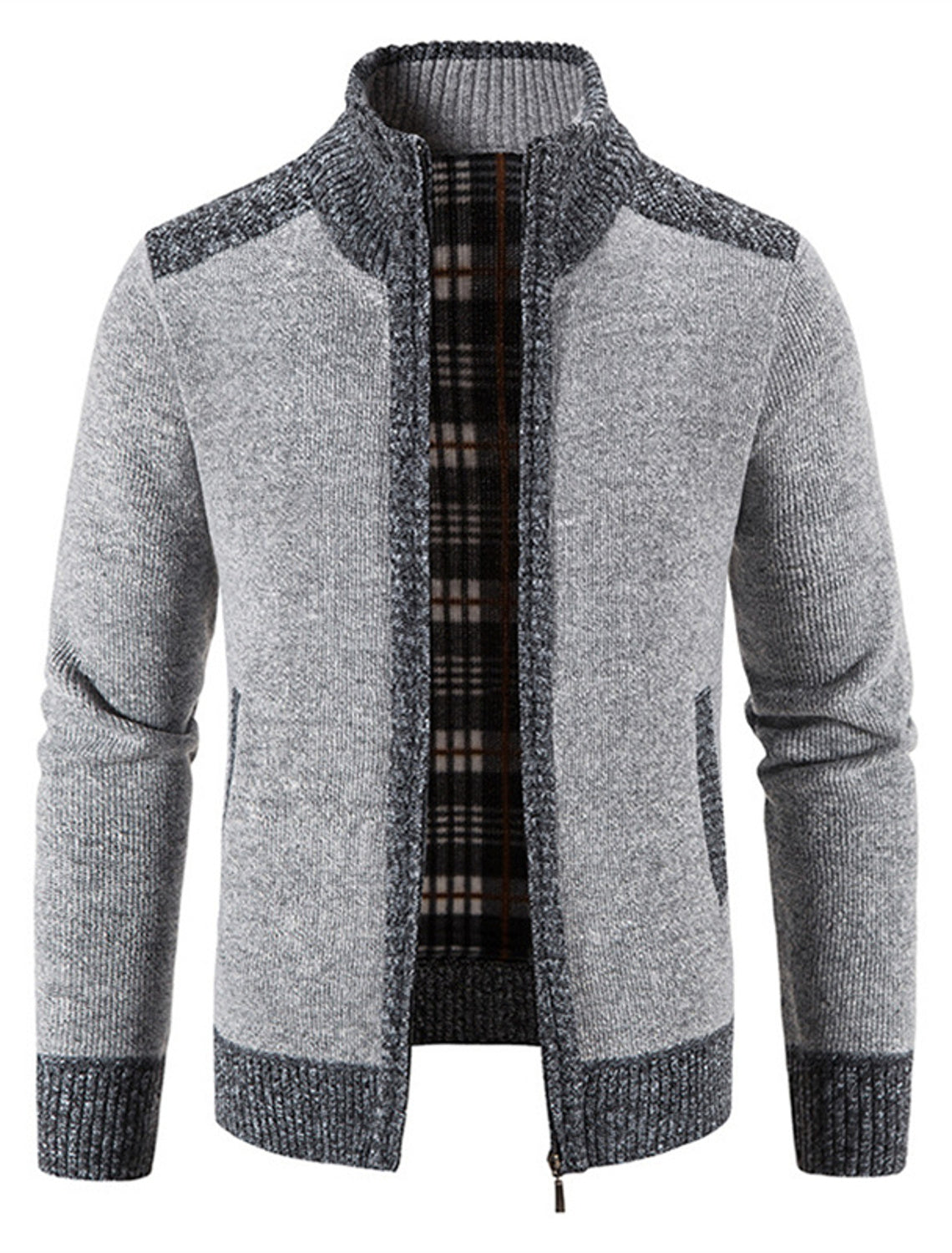 Elegante und warme Strickfleece-Jacke für Männer, ideal für kühle Herbst- und Wintertage.