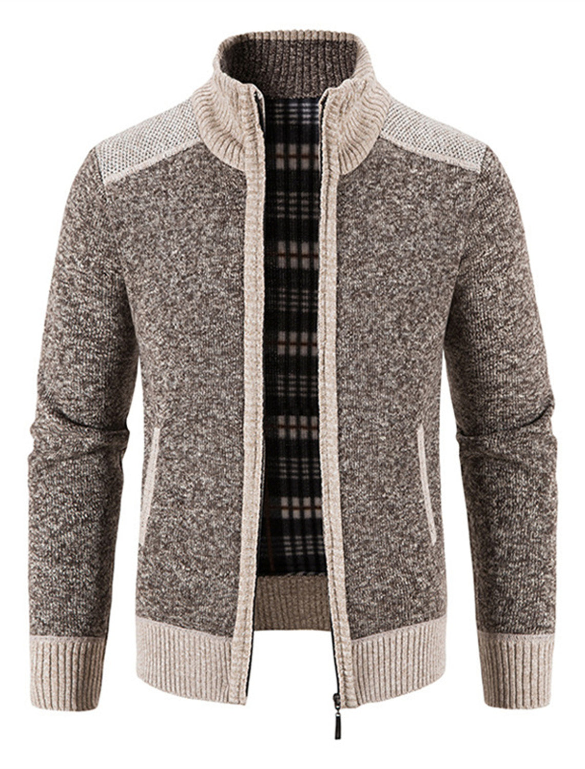 Elegante und warme Strickfleece-Jacke für Männer, ideal für kühle Herbst- und Wintertage.