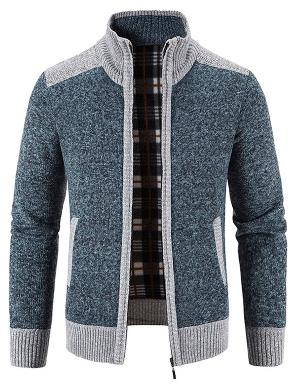 Elegante und warme Strickfleece-Jacke für Männer, ideal für kühle Herbst- und Wintertage.