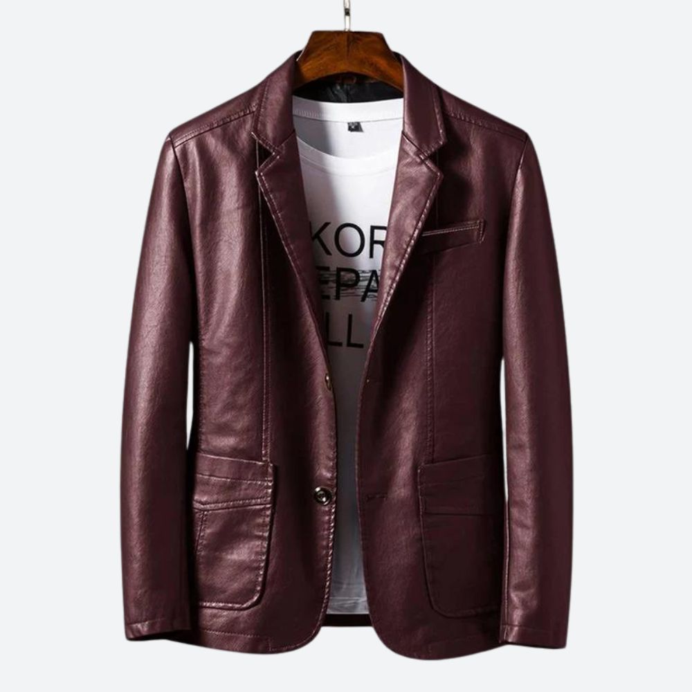 Klassisch elegante Lederjacke im Blazer-Stil für Männer, ideal für elegante und formelle Looks.