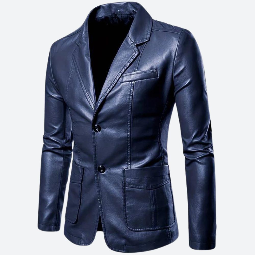 Klassisch elegante Lederjacke im Blazer-Stil für Männer, ideal für elegante und formelle Looks.