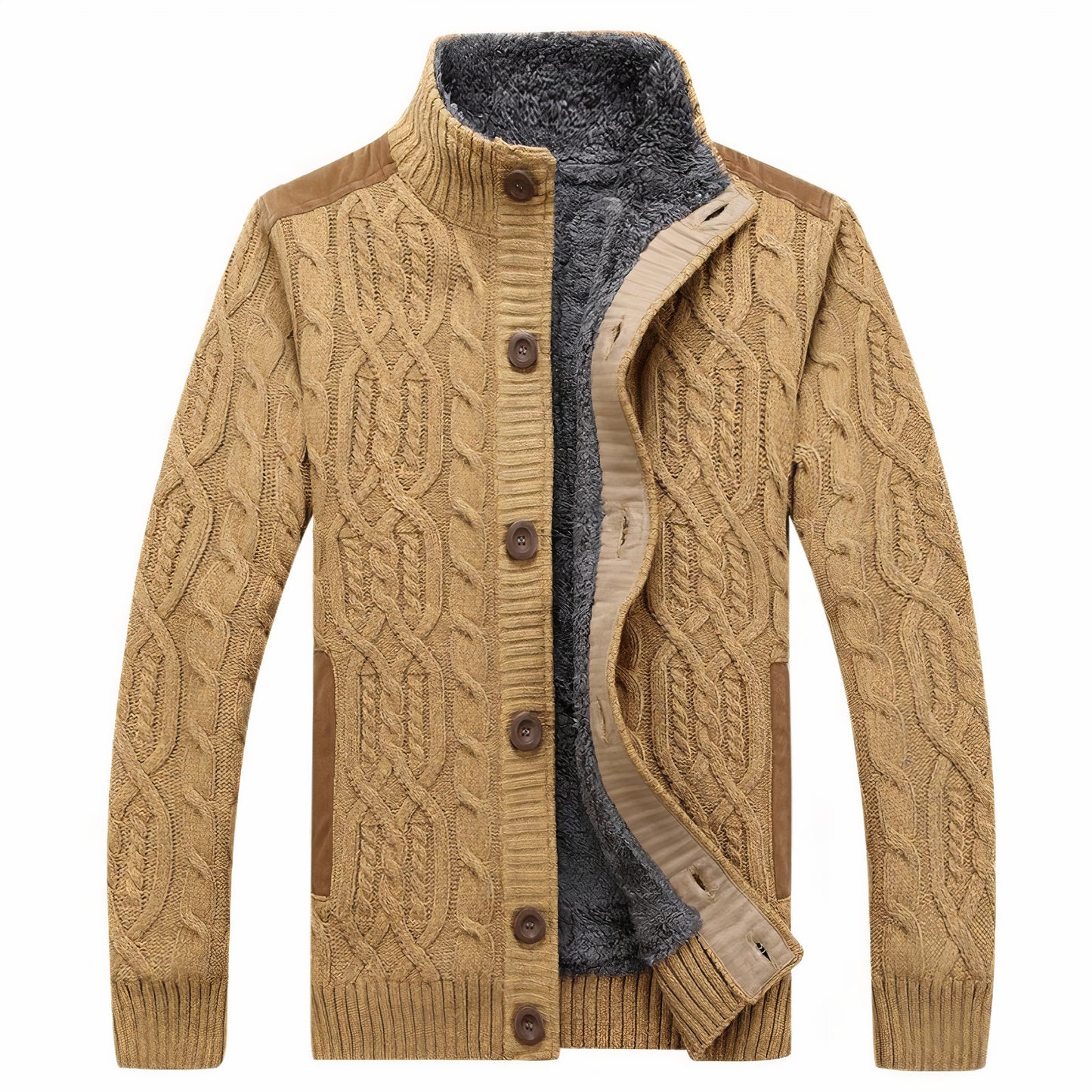 Warme Strickjacke für Männer mit weichem Innenfutter, ideal für Herbst- und Wintertage.