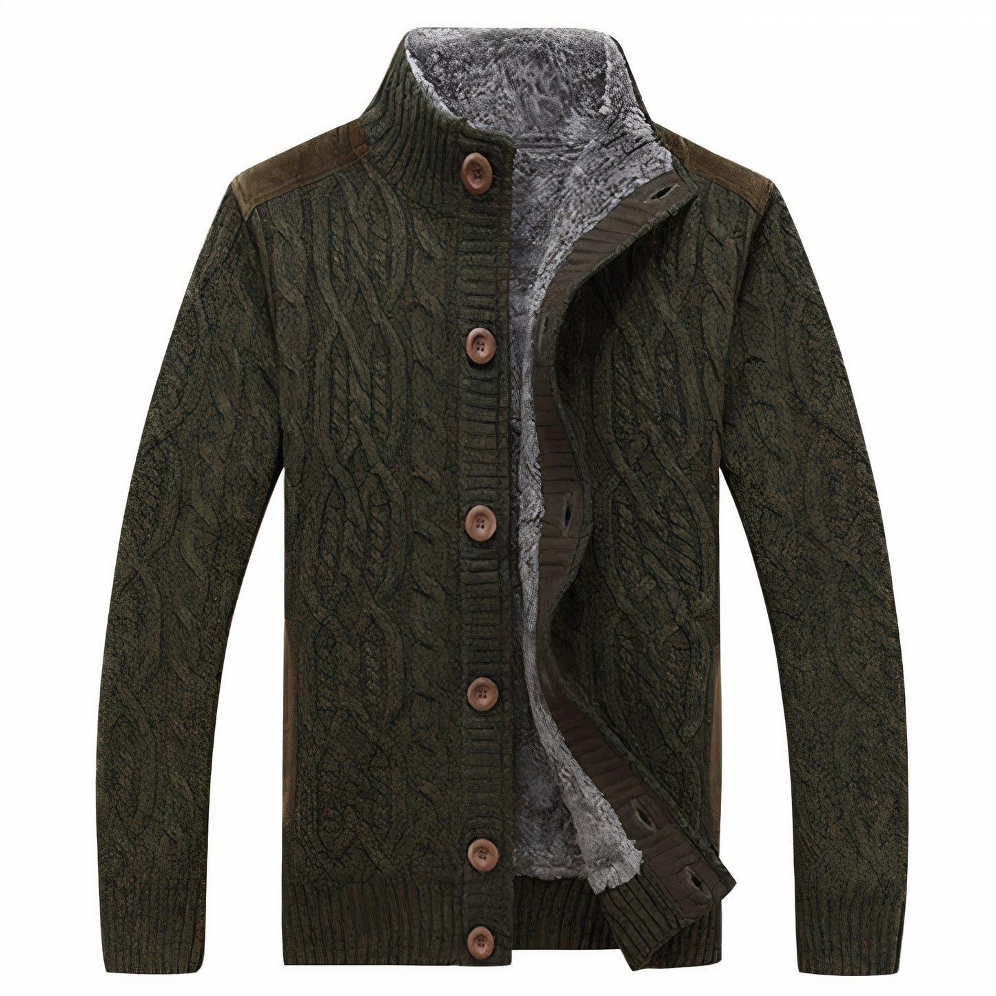 Warme Strickjacke für Männer mit weichem Innenfutter, ideal für Herbst- und Wintertage.