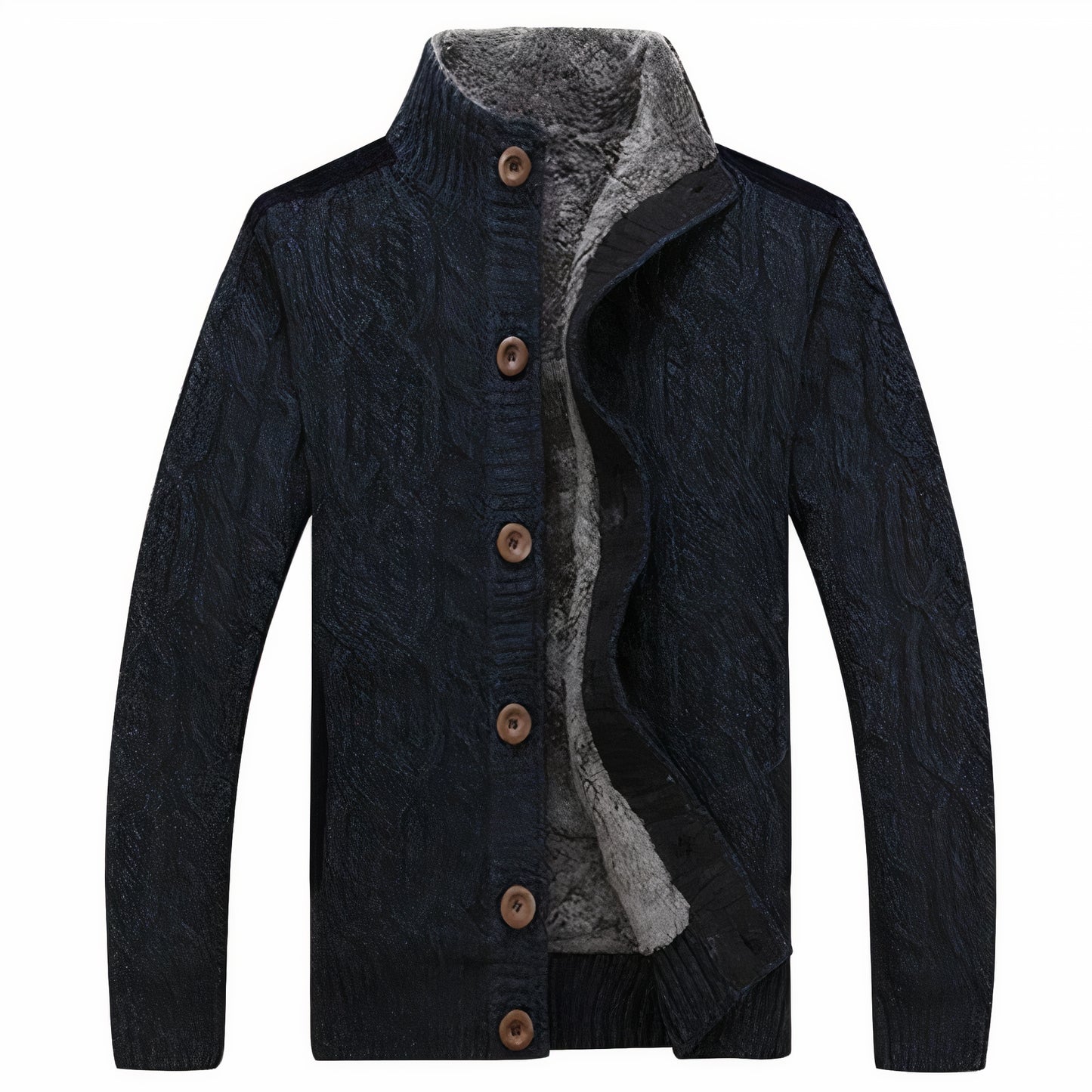 Warme Strickjacke für Männer mit weichem Innenfutter, ideal für Herbst- und Wintertage.