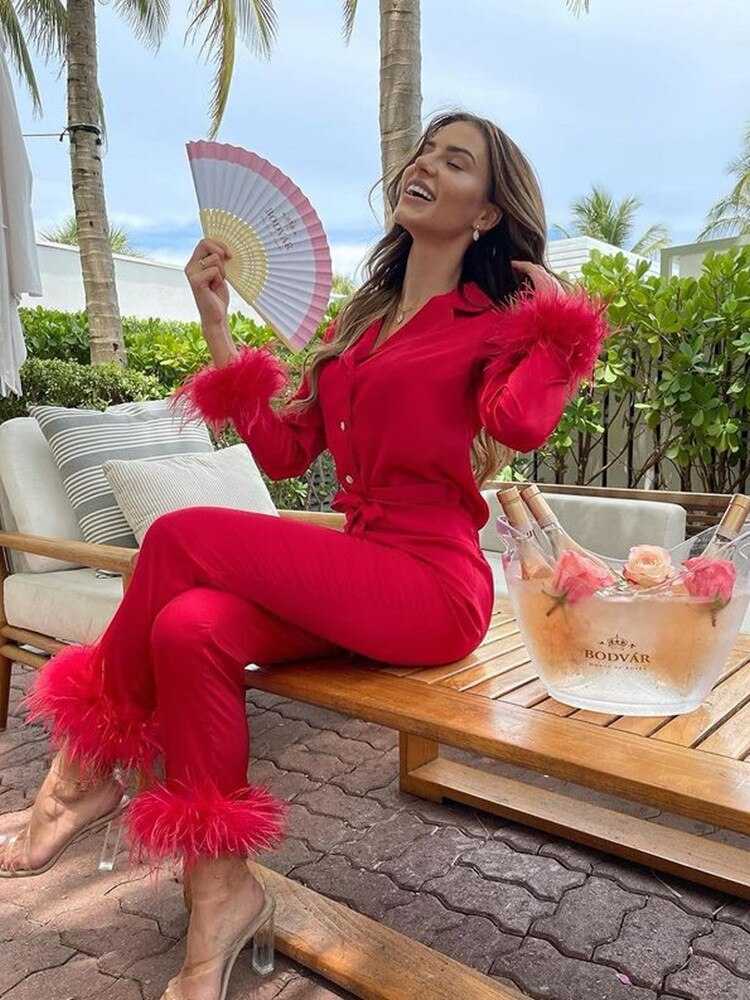 Pyjama-Set aus gefiedertem Satin - Solana