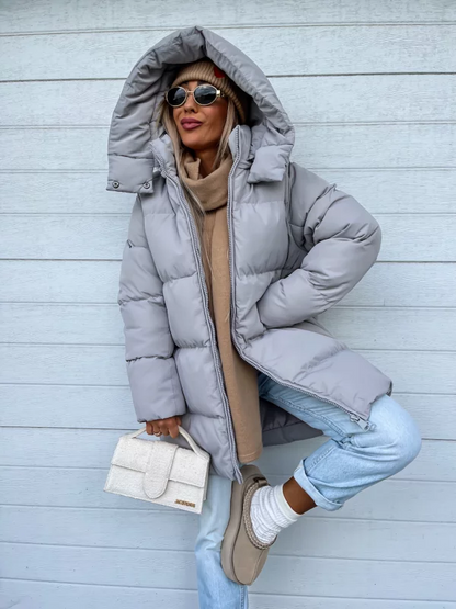 Dicke wasserdichte Winterjacke für Frauen mit Kapuze, ideal für kalte Tage