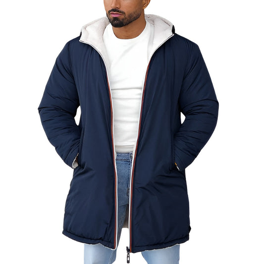 Elegante Wende-Winterjacke für Männer, ideal für kalte Wintertage mit zwei stilvollen Looks.