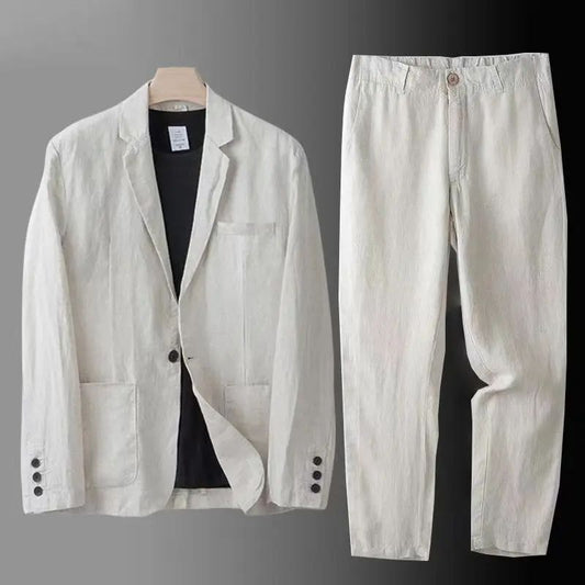 Elegantes Blazer- und Hosenset für Herren, perfekt für Herbst- und Wintertage, mit hochwertigem Material und zeitlosem Design.