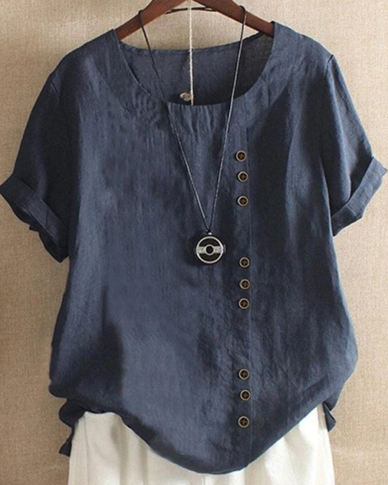 Elegantes Damen-T-Shirt aus Leinen für sommerliche Outfits mit leichtem, atmungsaktivem Material