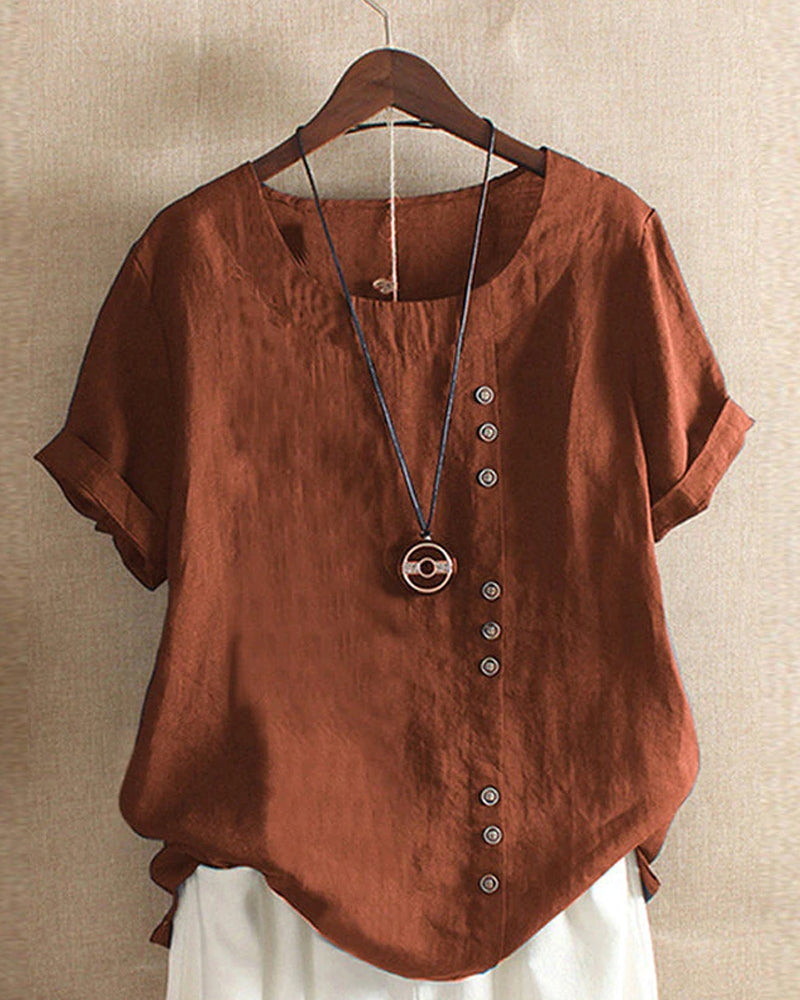 Elegantes Damen-T-Shirt aus Leinen für sommerliche Outfits mit leichtem, atmungsaktivem Material