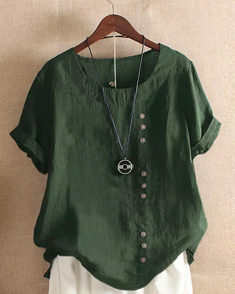 Elegantes Damen-T-Shirt aus Leinen für sommerliche Outfits mit leichtem, atmungsaktivem Material