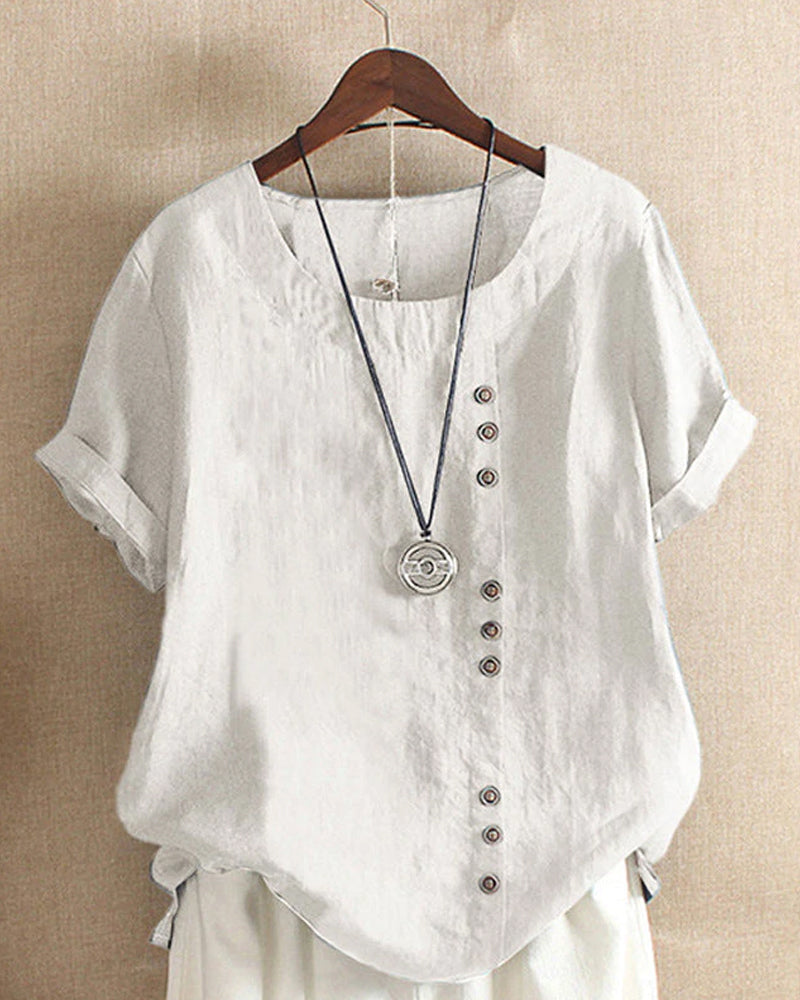 Elegantes Damen-T-Shirt aus Leinen für sommerliche Outfits mit leichtem, atmungsaktivem Material