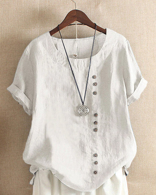 Elegantes Damen-T-Shirt aus Leinen für sommerliche Outfits mit leichtem, atmungsaktivem Material