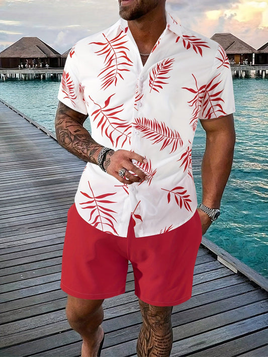 Klassisches Set aus Hemd und Shorts für Männer – perfekt für den Sommer.