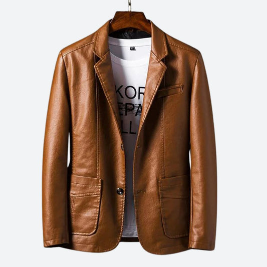 Klassisch elegante Lederjacke im Blazer-Stil für Männer, ideal für elegante und formelle Looks.