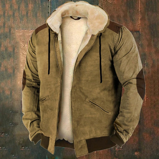 Herren-Winterjacke aus Plüsch mit Kapuze, warm und stilvoll für kalte Tage