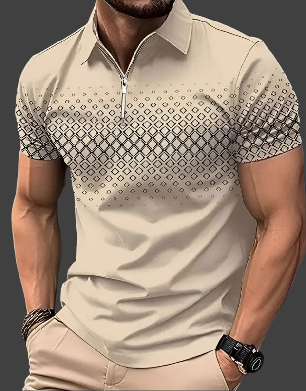 Elegantes Polohemd für Männer mit Rautenmuster – ideal für den Sommer.