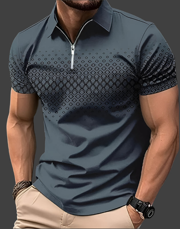 Elegantes Polohemd für Männer mit Rautenmuster – ideal für den Sommer.