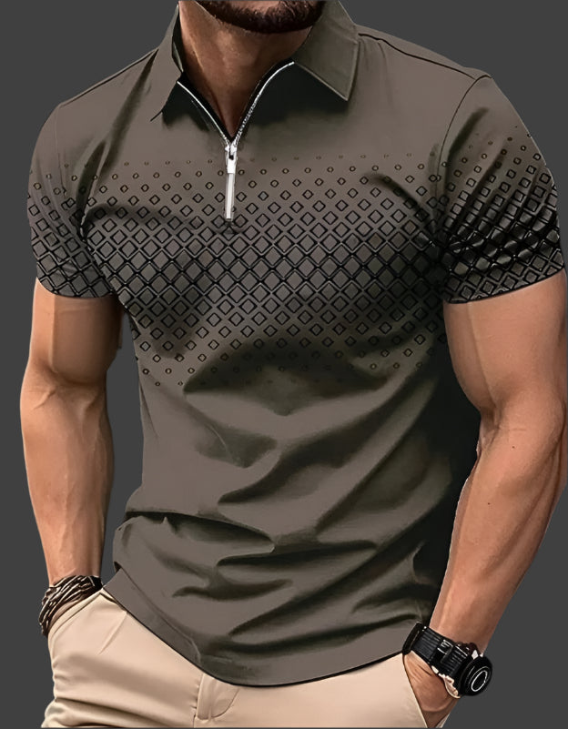 Elegantes Polohemd für Männer mit Rautenmuster – ideal für den Sommer.