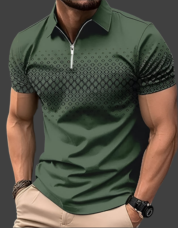 Elegantes Polohemd für Männer mit Rautenmuster – ideal für den Sommer.