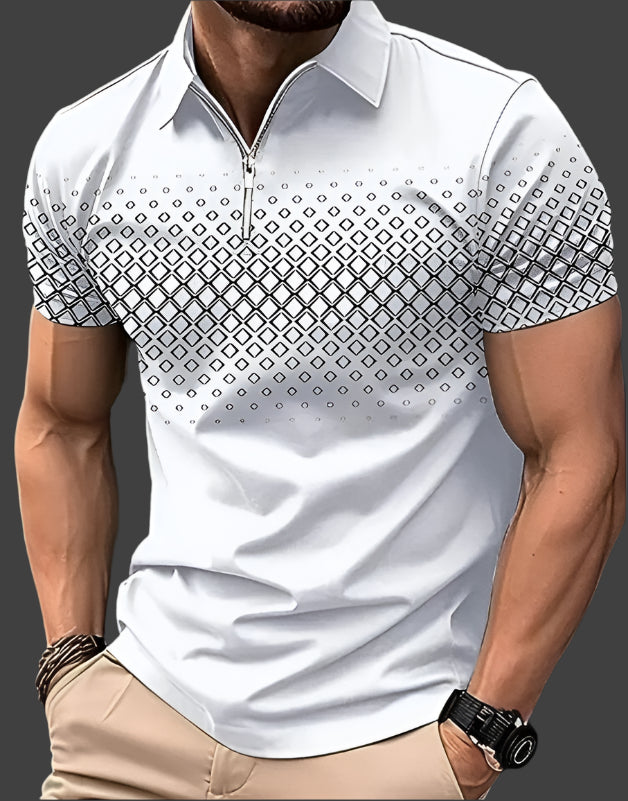 Elegantes Polohemd für Männer mit Rautenmuster – ideal für den Sommer.
